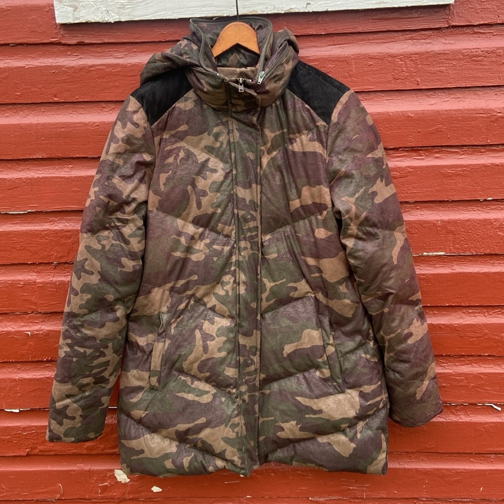Orvis Down Jacket Camo Pattern Hooded Winter Puff… - image 2